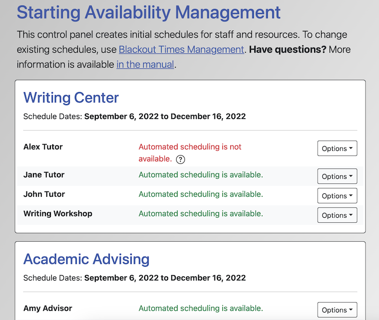 Starting Availability Management Overview