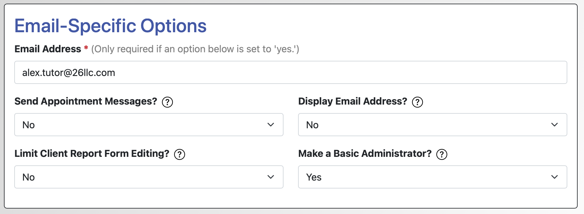 Email-Specific Options