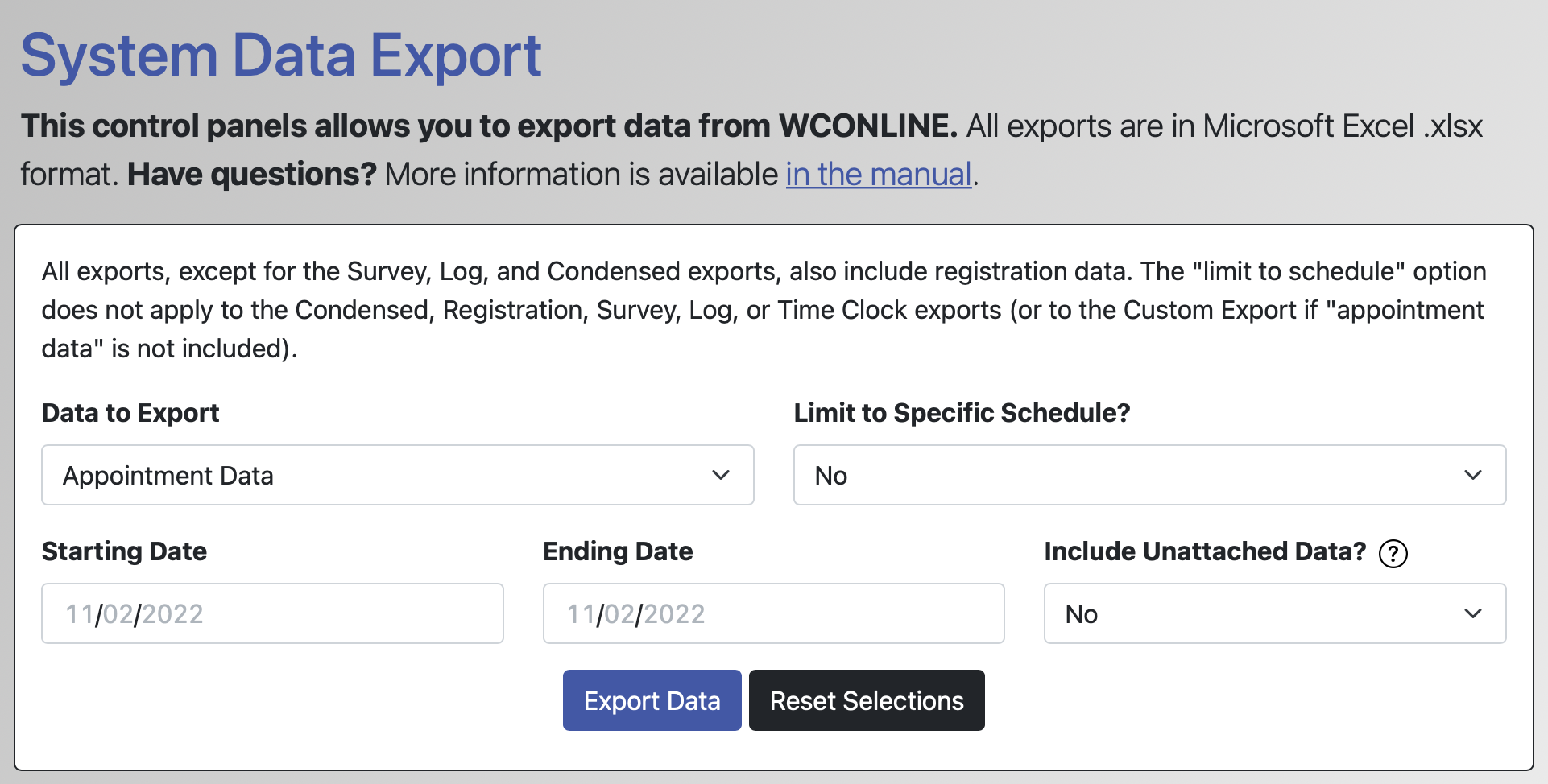 System Data Export