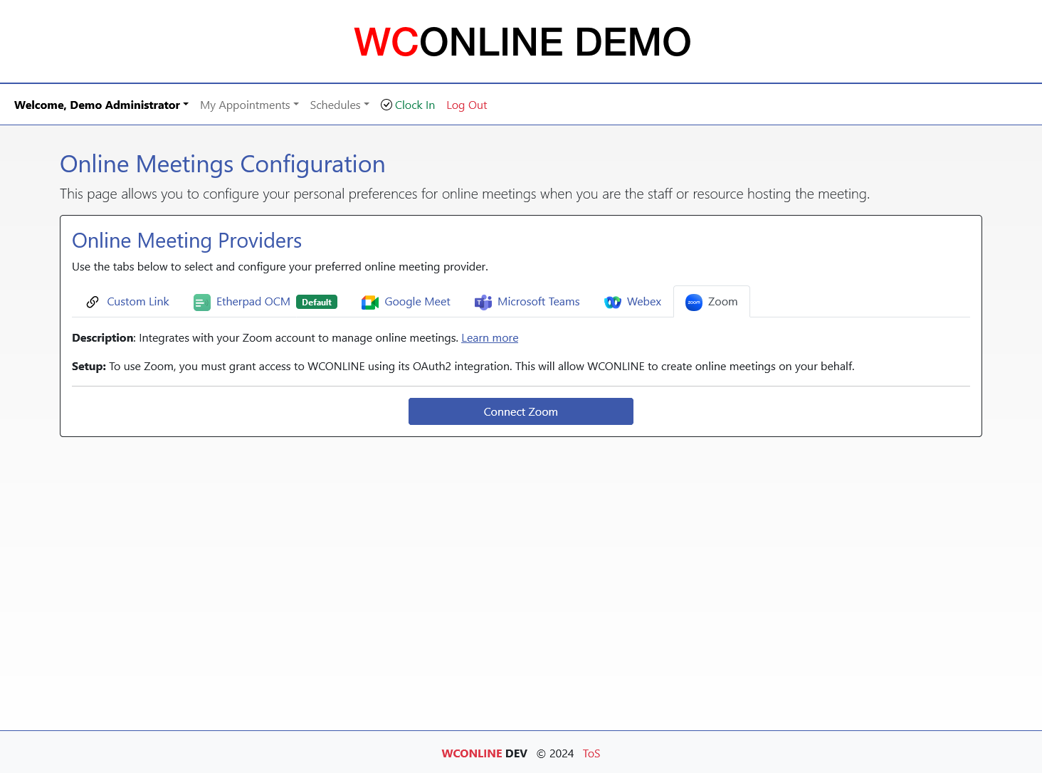Online Meetings Configuration